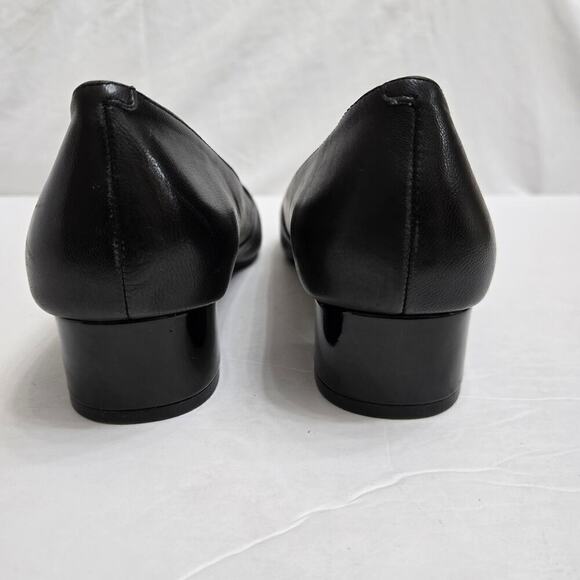 NWOB Trotters Delse Black Leather Low Block Heel Pumps, Size 11 Comfort Shoe - Picture 7 of 11